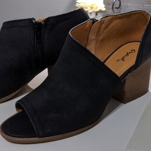 Faux suede black booties